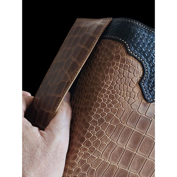 Ranger Belt Co Rodeo Wallet Western Tooled Leather Concho Exotic Print Tan - Picture 8 of 8